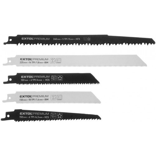 EXTOL PREMIUM pilové plátky do pily ocasky - mix plátků, sada 5ks, HCS, BIM 8806000