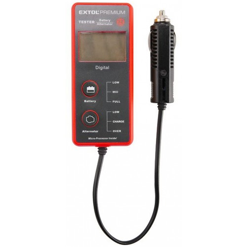 EXTOL PREMIUM tester autobaterie a alternátoru, digitální, 2 funkce 8897310