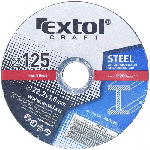 EXTOL CRAFT kotouče 125x1,0x22,2mm, řezné na kov 5ks 106902