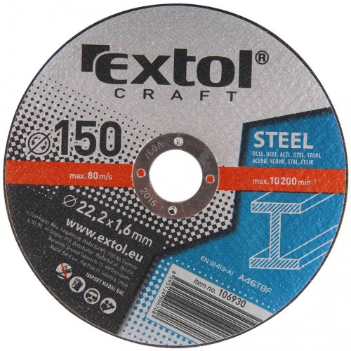 EXTOL CRAFT kotouče 150x1,6x22,2mm, řezné na kov 5ks 106930 EXTOL CRAFT kotouče 150x1,6x22,2mm, řezné na kov 5ks 106930