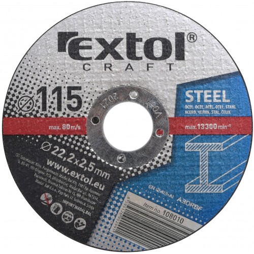 EXTOL CRAFT kotouče 115x2,5x22,2mm, řezné na kov 5ks 108010