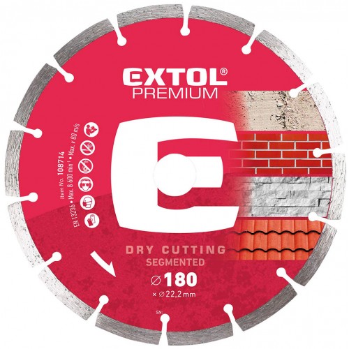 EXTOL PREMIUM kotouč diamantový řezný 125x22,2mm SEGMENTOVÝ - suché řezání 108712