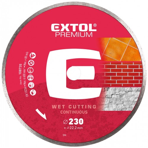 EXTOL PREMIUM kotouč diamantový řezný 150x22,2mm CELOOBVODOVÝ - mokré řezání 108733