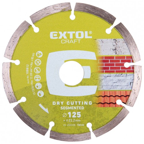 EXTOL CRAFT kotouč diamantový řezný 125x22,2mm SEGMENTOVÝ - suché řezání 108812 EXTOL CRAFT kotouč diamantový řezný 125x22,2mm SEGMENTOVÝ - suché řezání 108812