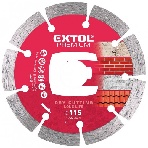 EXTOL PREMIUM kotouč diamantový řezný 115x22,2mm - SEGMENTOVÝ 108911