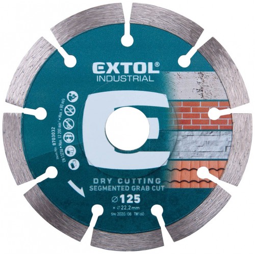 EXTOL INDUSTRIAL kotouč diamantový řezný - segmentový GRAB CUT - suché řezání 125x22,2mm
