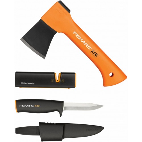 Fiskars Set kempingová sekera X5 + nůž K40 + ostřič Xsharp 1057913