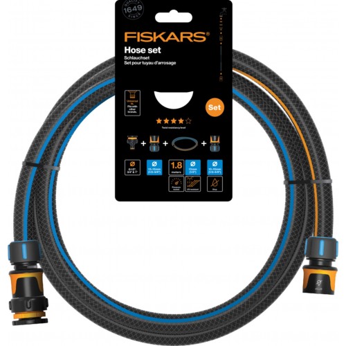 FISKARS Sada zavlažovací hadice 13 mm (1/2”) 1,8 m se spojkami 1057621