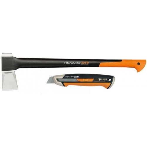 Fiskars Set štípací sekera X25 + odlamovací nůž CarbonMax 1057915