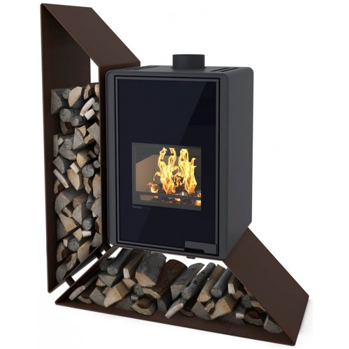 HS FLAMINGO DELUXE ® KAMPA Krbová kamna 9kW, levá, hnědá/sametová HSF42-009