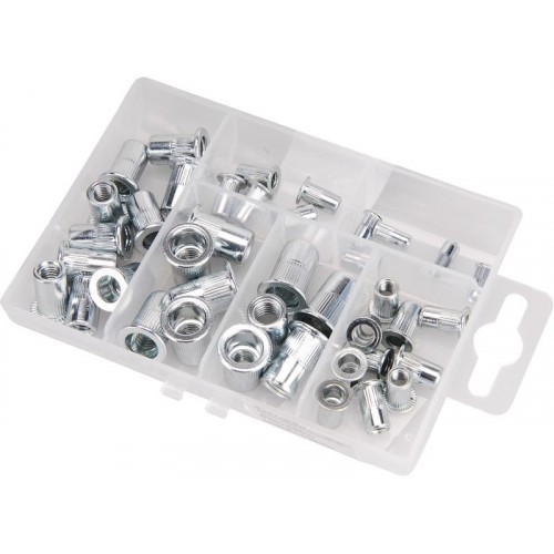 FORTUM Matice nýtovací, sada 40ks, M3-M8, ocelové pozinkované 4770681