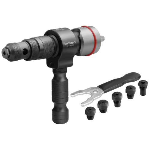 FORTUM nástavec nýtovací na vrtačku T, pro trhací nýty 2,4-6,4mm, CrMoV 4770663