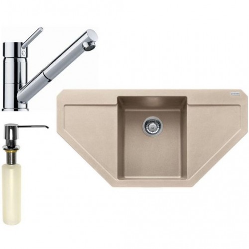 Franke SET G126 (dřez MRG 612 E pískový+baterie FC 7486.031+dávkovač FD 300) 114.0440.154