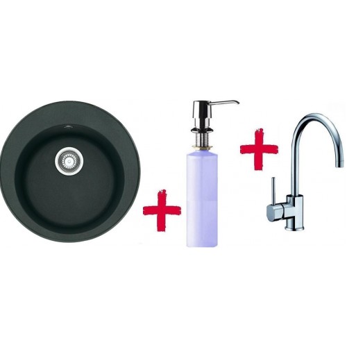 Franke SET G32 dřez RoG 610.099 grafit + dřezová baterie FC 650 + dávkovač saponátu FD 300