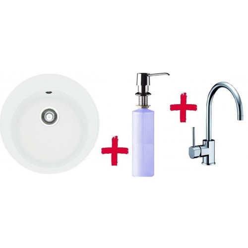 Franke SET G32 dřez RoG 610.094 bílá + dřezová baterie FC 650 + dávkovač saponátu FD 300