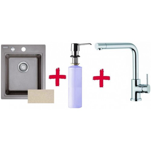Franke SET G33 dřez KSG 218.082 sahara + dřezová baterie Samoa + dávkovač saponátu FD 300