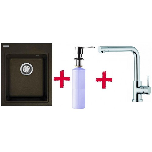 Franke SET G33 dřez KSG 218.070 hnědá + dřezová baterie Samoa + dávkovač saponátu FD 300