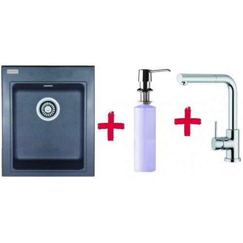 Franke SET G34 dřez KSG 218.099 grafit + dřezová baterie FN 0147 + dávkovač saponátu FD 300 Franke SET G34 dřez KSG 218.099 grafit + dřezová baterie FN 0147 + dávkovač saponátu FD 300