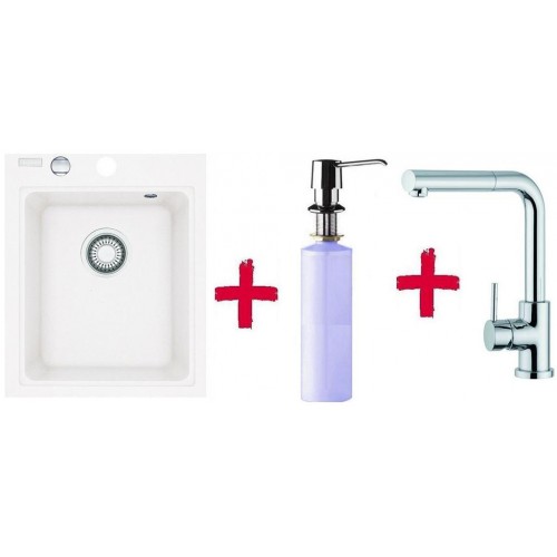 Franke SET G34 dřez KSG 218.094 bílá + dřezová baterie FN 0147 + dávkovač saponátu FD 300