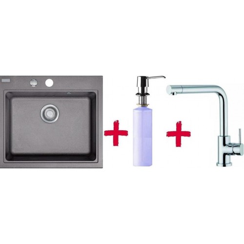Franke SET G35 dřez KSG 238.084 šedý + dřezová baterie Samoa + dávkovač saponátu FD 300