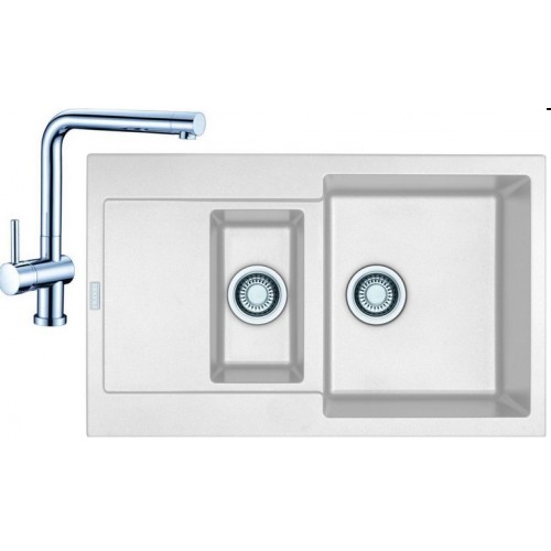 Franke SET G11 granitový dřez MRG 651-78 bílý led + baterie Samoa chrom 114.0253.339
