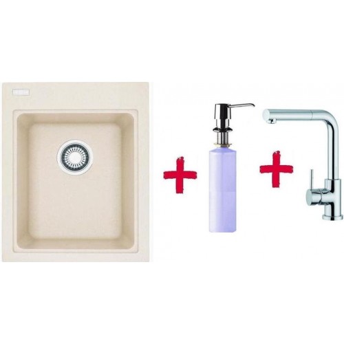 Franke SET G34 dřez KSG 218.082 sahara + dřezová baterie FN 0147 + dávkovač saponátu FD 300