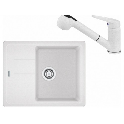 Franke SET G55 granitový dřez BFG 611-62 bílý led + baterie FC 9547 bílá led 114.0323.816