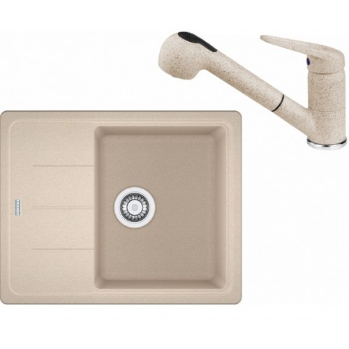 Franke SET G55 granitový dřez BFG 611-62 pískový melír + baterie FC 9547 pískový melír 114.0323.818