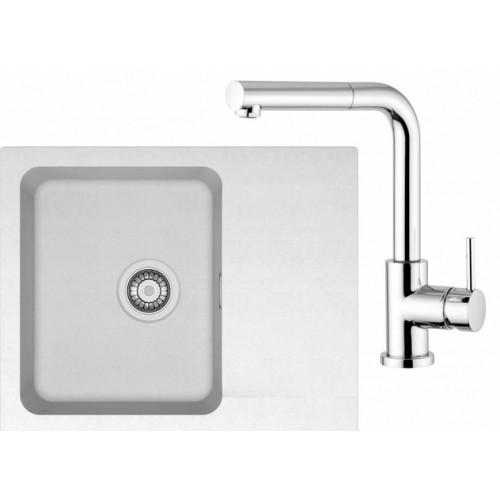 Franke SET T24 tectonitový dřez OID 611-62 bílý + baterie FN 0147 chrom 114.0323.943