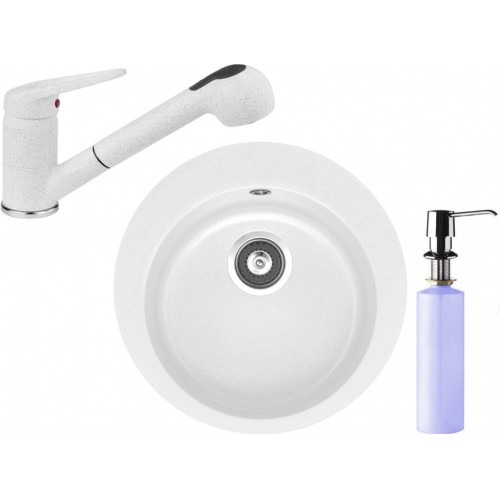 FRANKE SET G60 granitový dřez ROG 610 bílý + baterie FG 9547 bílá + dávkovač FD 300