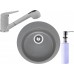 FRANKE SET G60 granitový dřez ROG 610 šedý kámen + baterie FG 9547 + dávkovač FD 300