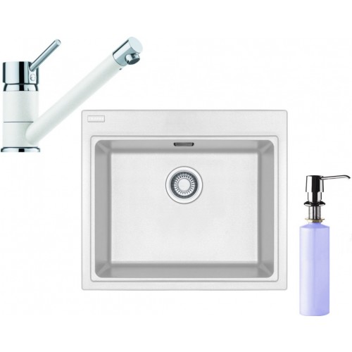 Franke SET G63 granitový dřez KSG 238 bílý led+baterie FC 7477 bílá led+dávkovač FD 300