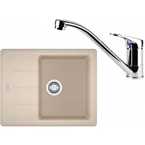 Franke SET G65 granitový dřez BFG 611-62 pískový melír + baterie FC 1839 chrom 114.0365.136