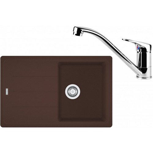 Franke SET G67 granitový dřez BFG 611-78 tmavě hnědá + baterie FC 1839 chrom 114.0365.163