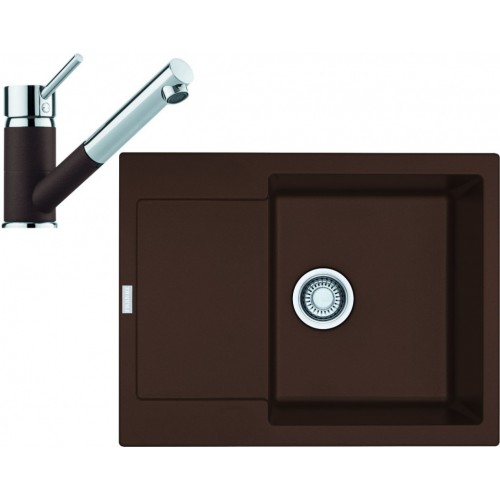 Franke SET G70 granitový dřez MRG 611-62 tmavě hnědá+baterie FC 7486 tmavě hnědá 114.0365.258