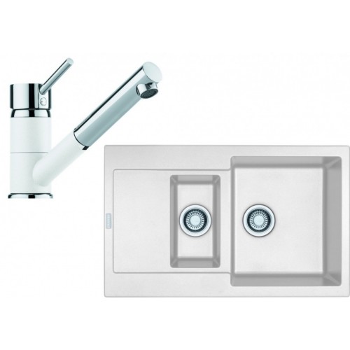 Franke SET G74 granitový dřez MRG 651-78 bílá led+baterie FG 7486 bílá 114.0365.340