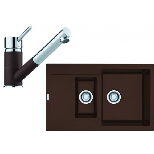 Franke SET G74 granitový dřez MRG 651-78 tmavě hnědá+baterie FG 7486 tmavě hnědá 114.0365.409