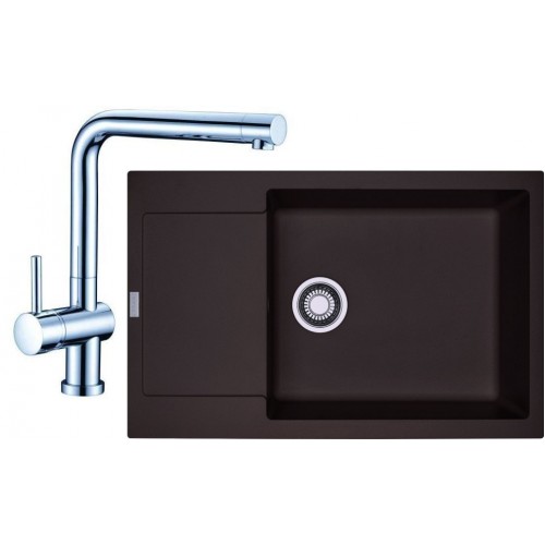 Franke SET G75 granitový dřez MRG 611-78 BB tmavě hnědá + baterie Samoa chrom 114.0365.432