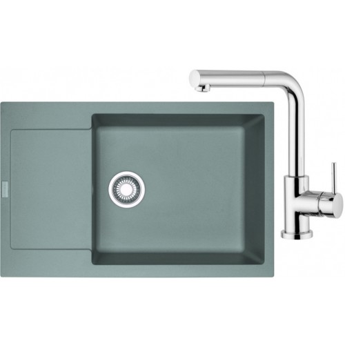 Franke SET G76 granitový dřez MRG 611-78 BB šedý kámen+baterie FN 0147 chrom 114.0365.684