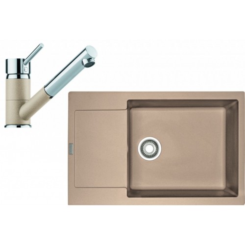 Franke SET G78 granitový dřez MRG 611-78 BB pískový melír+baterie FC 7486 pískový melír 114.0365.700