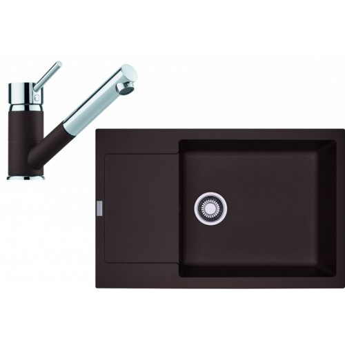 Franke SET G78 granitový dřez MRG 611-78 BB tmavě hnědá+baterie FC 7486 tmavě hnědá 114.0365.714