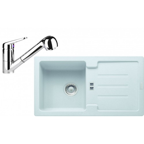 Franke SET G82 granitový dřez STG 614-78 bílá led+baterie FC 9547 chrom 114.0365.744