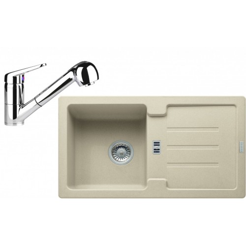 Franke SET G82 granitový dřez STG 614-78 pískový melír+baterie FC 9547 chrom 114.0365.746