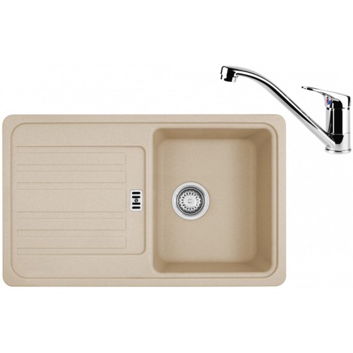 Franke SET G83 granitový dřez EFG 614-78 pískový melír + baterie FC 1839 chrom 114.0365.755