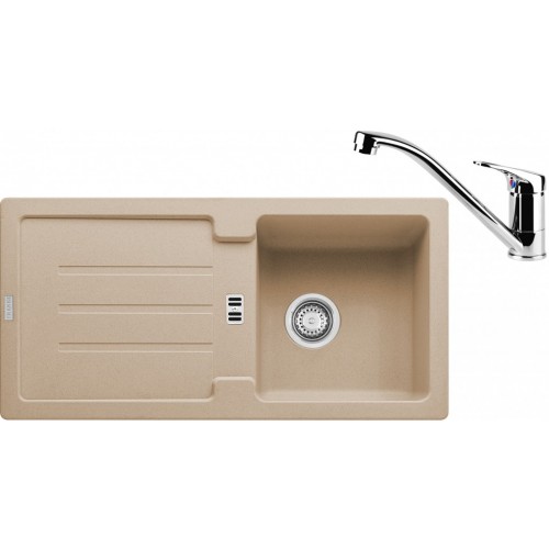 Franke SET G84 granitový dřez STG 614 pískový melír + baterie FC 1839 chrom 114.0365.799