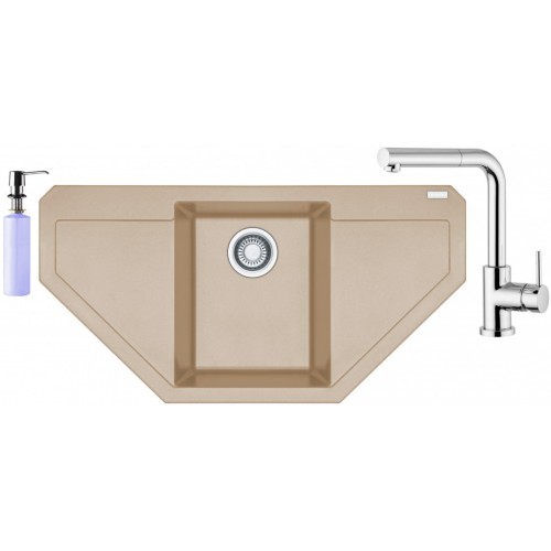 FRANKE SET G86 granitový dřez MRG 612 E pískový+baterie FN 0147+dávkovač FD 300