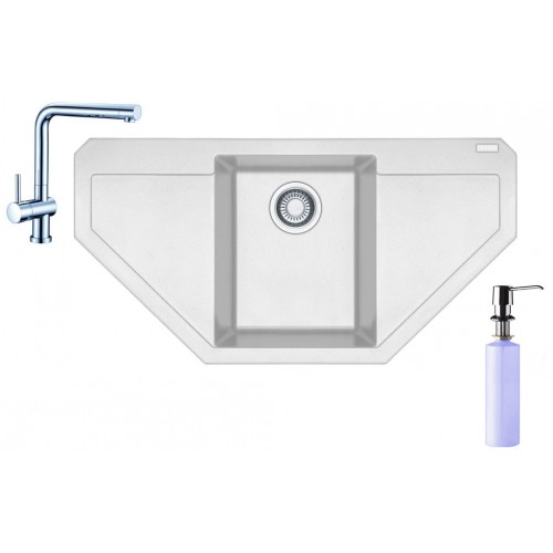 Franke SET G85 granitový dřez MRG 612 E bílý led+baterie Samoa+dávkovač FD 300