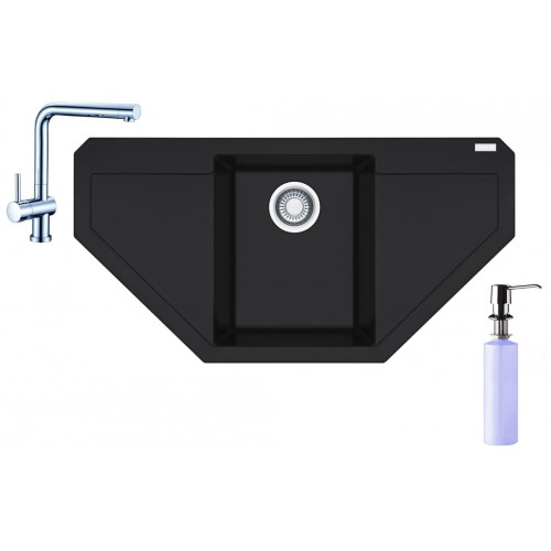 Franke SET G85 granitový dřez MRG 612 E onyx+baterie Samoa+dávkovač FD 300