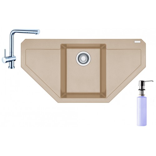 Franke SET G85 granitový dřez MRG 612 E pískový melír+baterie Samoa+dávkovač FD 300