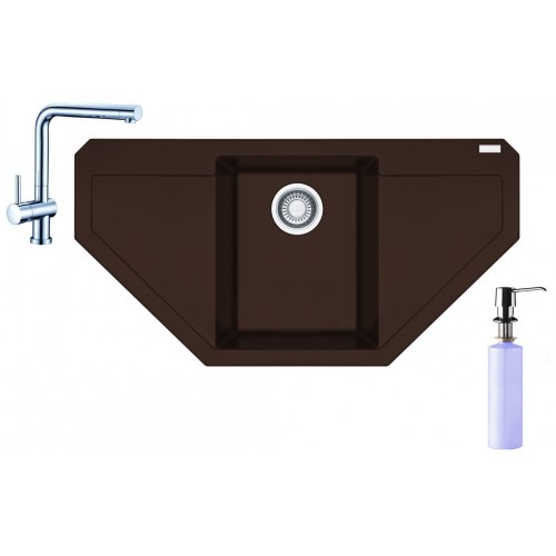 Franke SET G85 granitový dřez MRG 612 E tmavě hnědý+baterie Samoa+dávkovač FD 300
